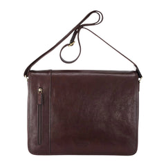Chestnut Brown Vintage Leather Flap Over Laptop Messenger Satchel