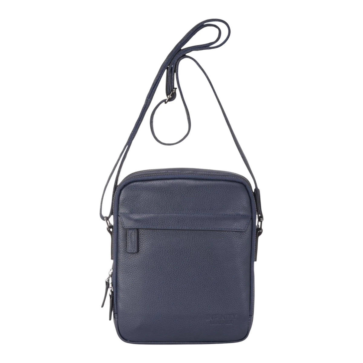 Navy Leather Cross Body Travel Bag