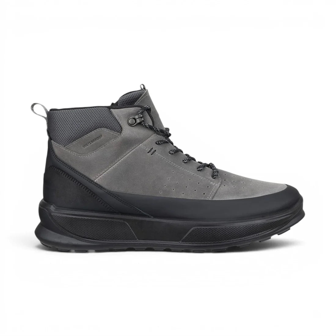 Ecco - Men's Steel Grey & Black Leather Waterproof Hiking Boots: Byway 2.0