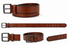 Men's Deep Cognac Two Tone Leather Belt