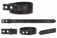 Men's Antique Black Vintage Leather Interchageable Buckle Belt