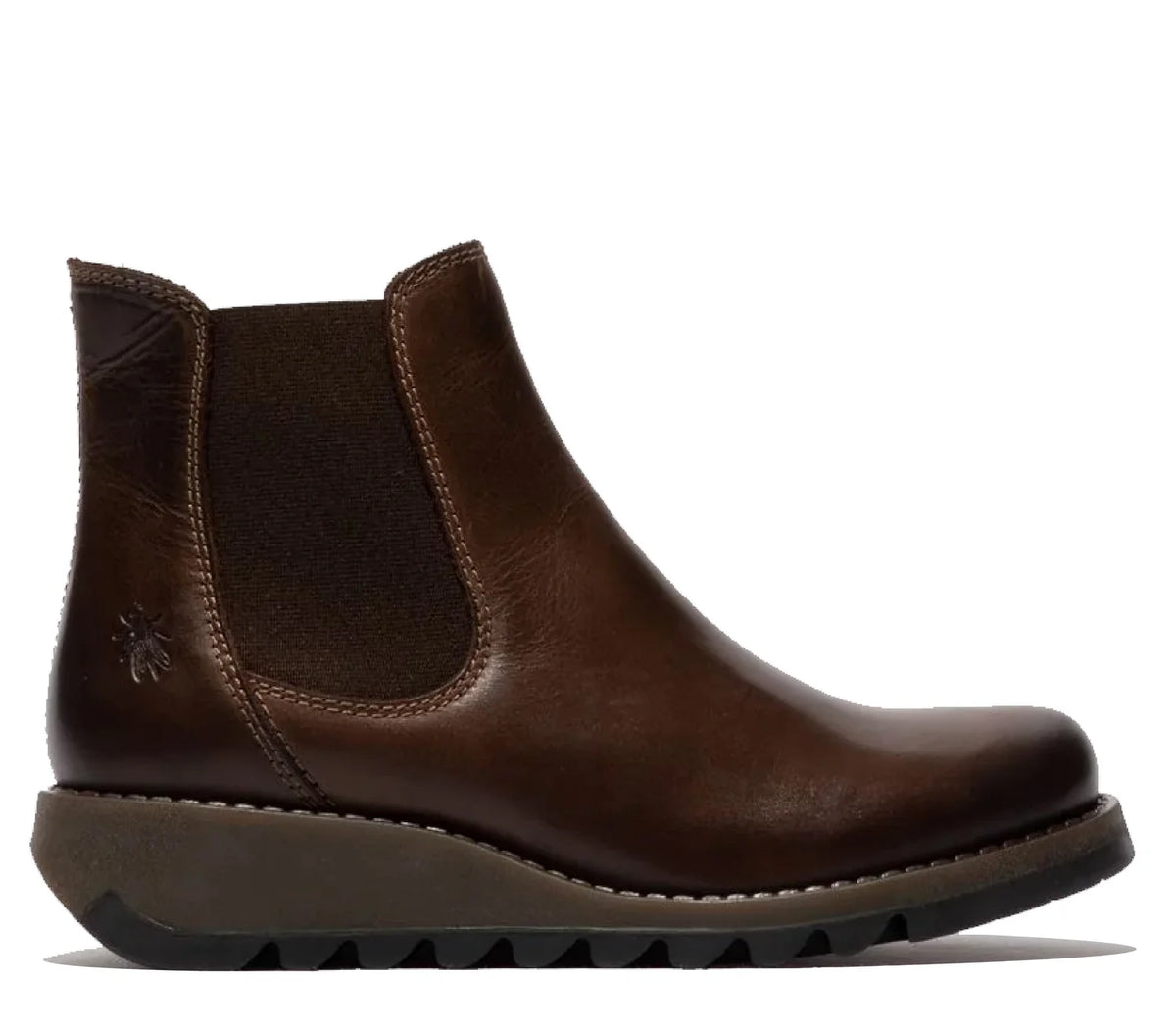 Fly London - SALV Women's Brown Leather Wedge Chelsea Boots