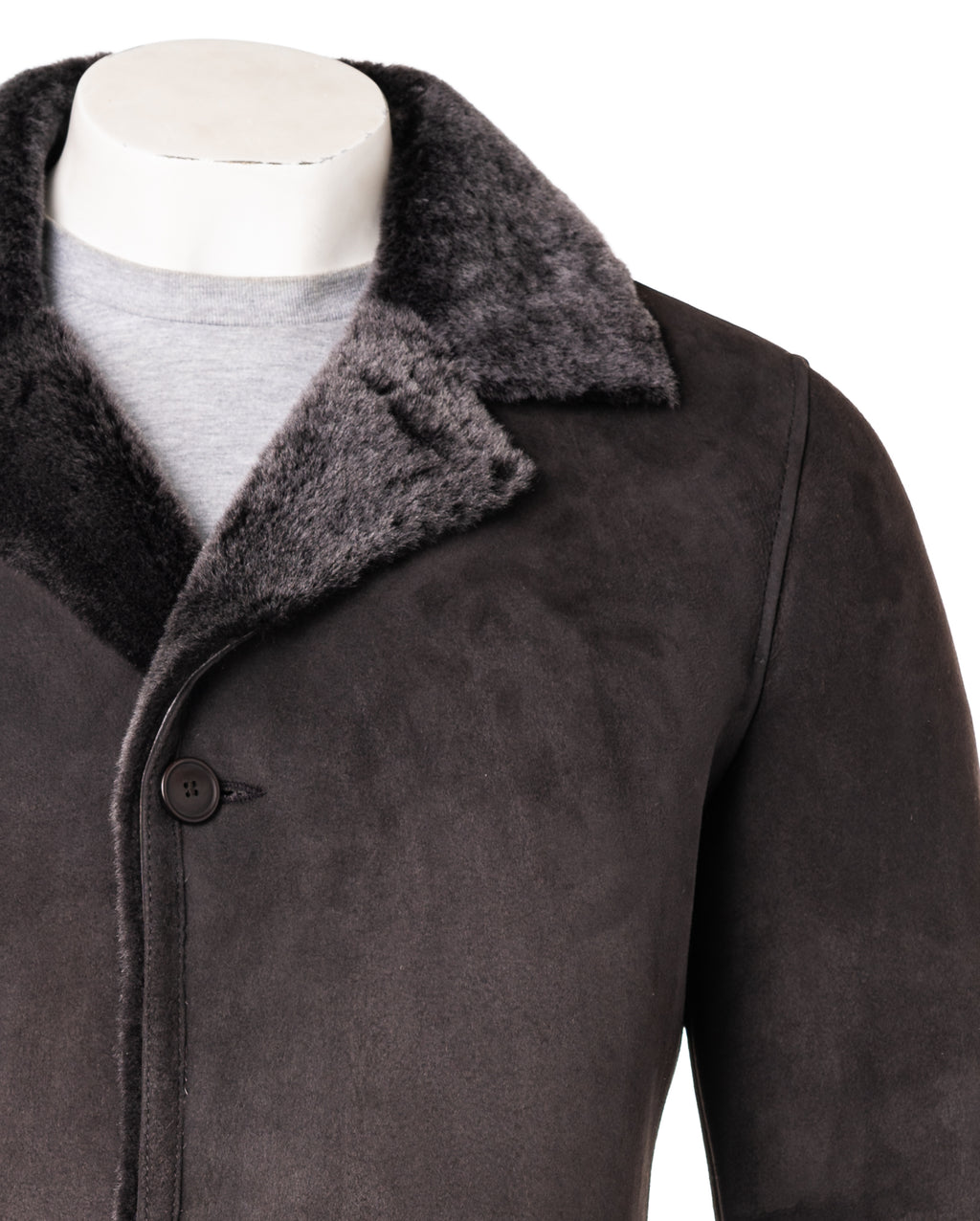 Mens 3/4 Deep Brown Shearling Sheepskin Coat: Darius