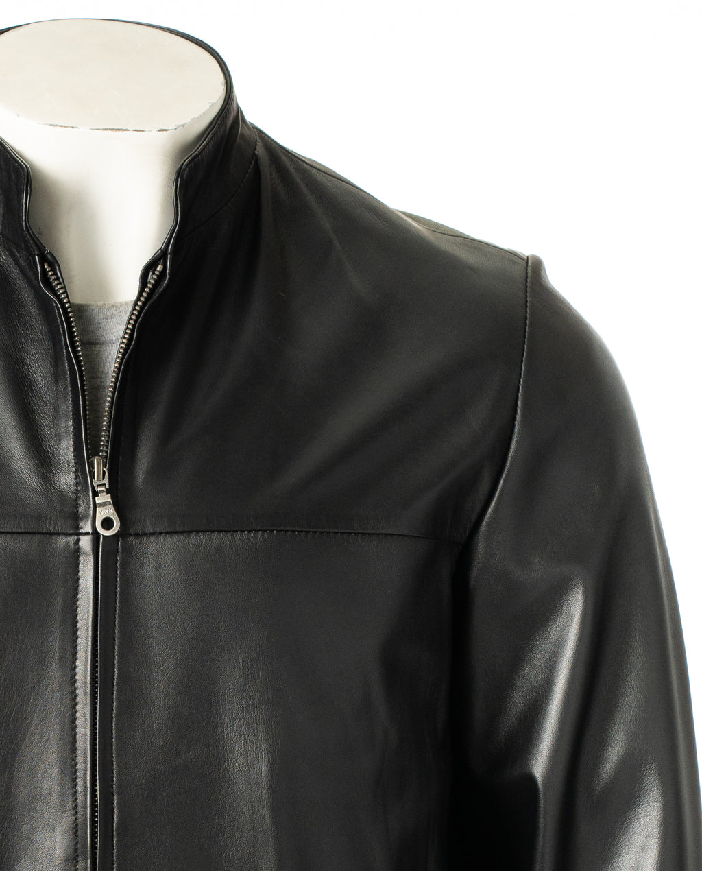 Men's Black Simple Leather Jacket: Davide