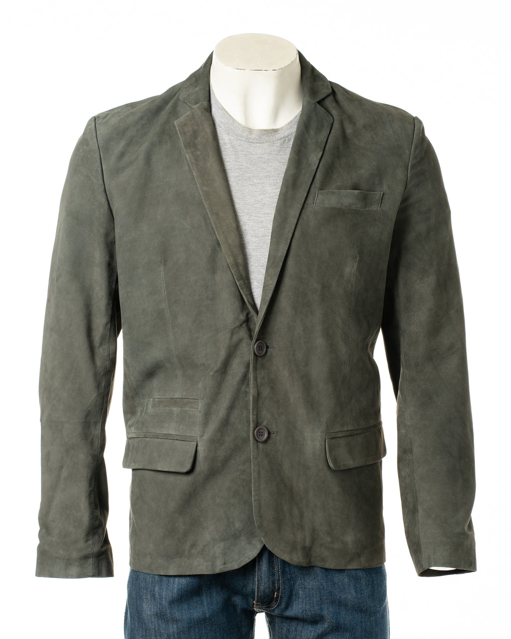 Men's Grey Fitted Tailored Suede Blazer: Federigo