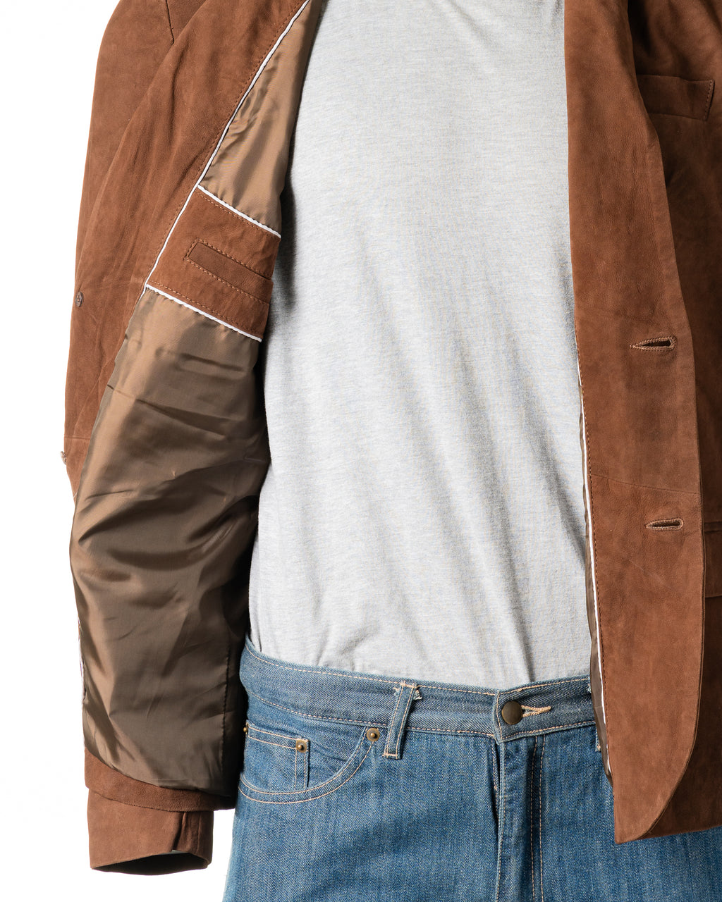 Men's Brown Fitted Tailored Suede Blazer: Federigo