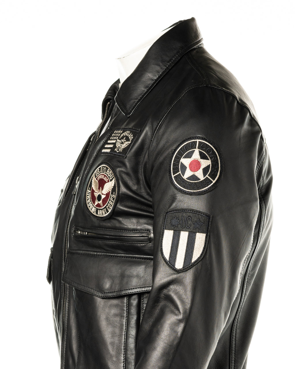 Heren Air Force A2 USAF Black Pilot Aviator echt lederen vlucht bomberjack, Zwart, XS Heren Air Force A2 USAF Black Pilot Aviator echt lederen vlucht bomberjack, Zwart, XS