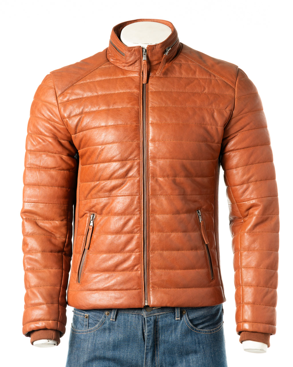 Men's Timber Leather Puffer Jacket: Amerigo