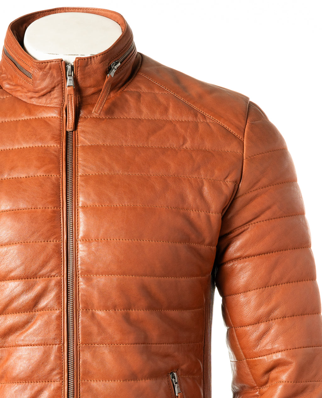 Men's Timber Leather Puffer Jacket: Amerigo
