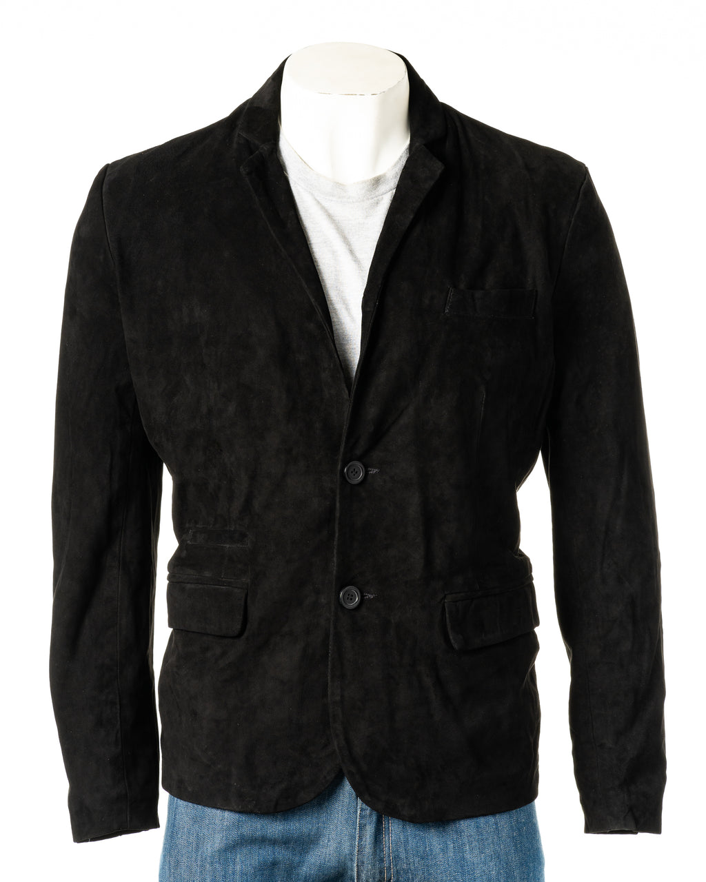 Men's Black Fitted Tailored Suede Blazer: Federigo
