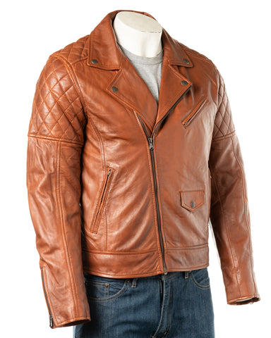 Men's Timber Vintage Look Biker Style Leather Jacket: Gaetano