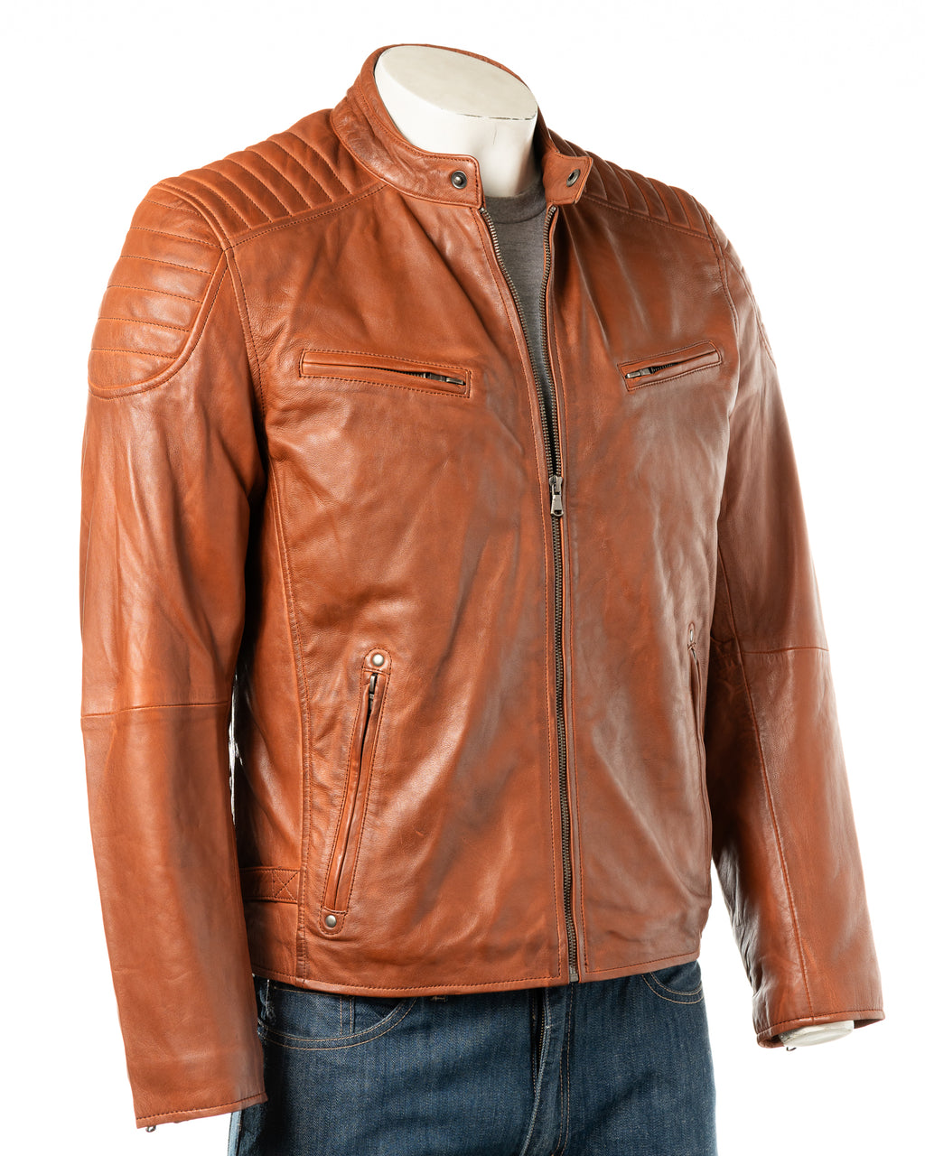 Men's Timber Racer Style Leather Jacket: Ennio