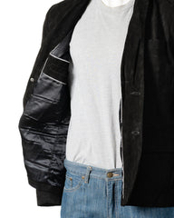 Men's Black Fitted Tailored Suede Blazer: Federigo