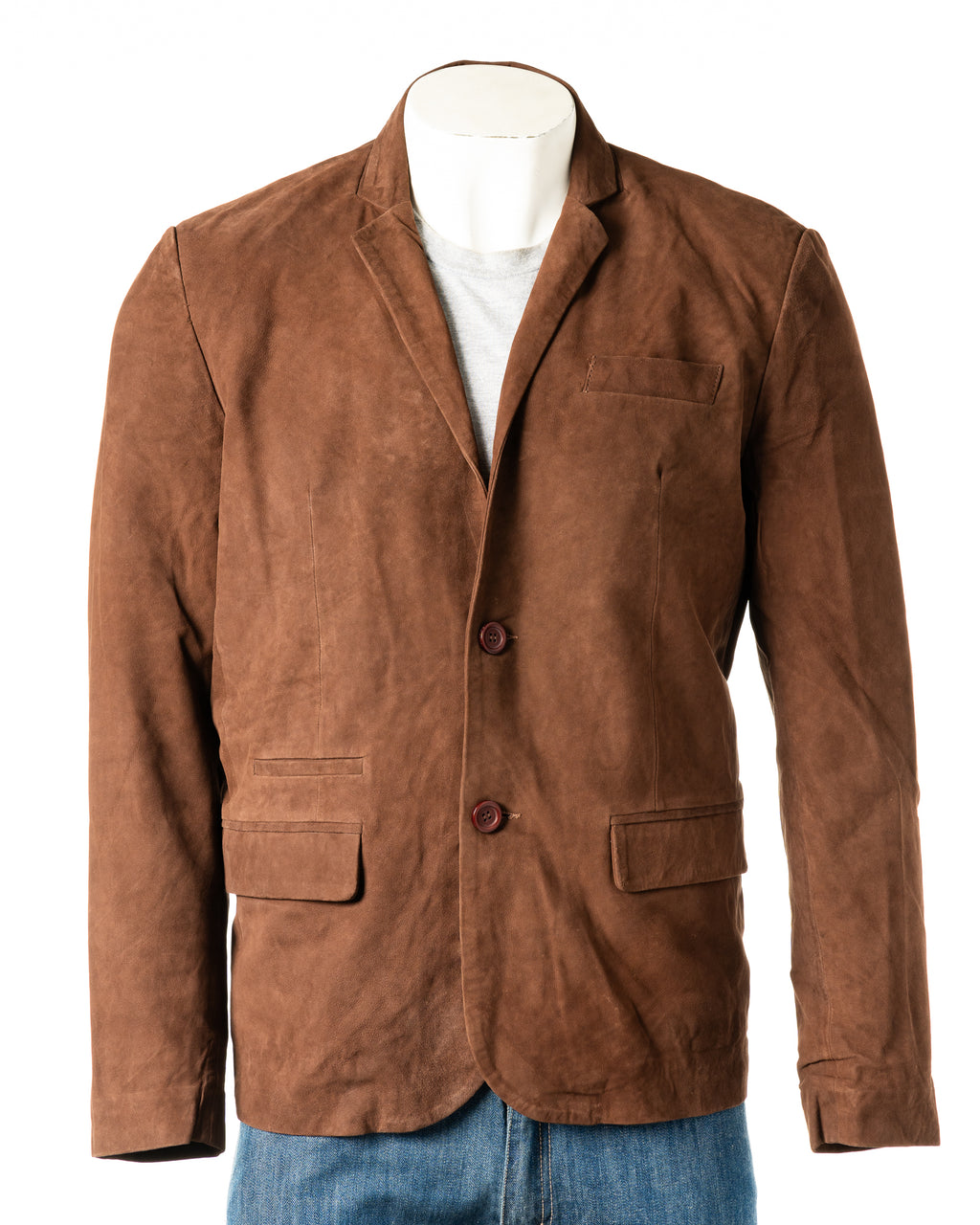 Men's Brown Fitted Tailored Suede Blazer: Federigo