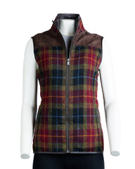 Ladies Red Country Tweed & Buff Lesther Gilet: Catherine