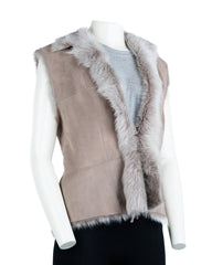 Ladies Taupe Toscana Shearling Sheepskin Gilet: Diana