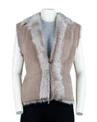 Ladies Taupe Toscana Shearling Sheepskin Gilet: Diana