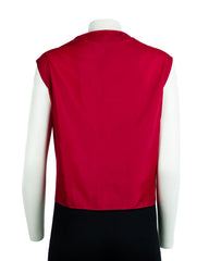 Ladies Red Half Skin Suede Fitted Waistcoat: Vita