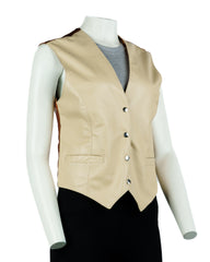 Ladies Warm Stone Half Skin Leather Fitted Waistcoat: Vita