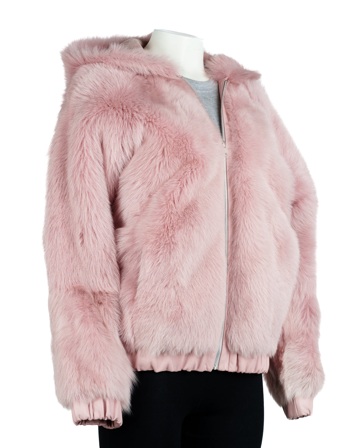 Ladies Pink Toscana Sheepskin Hooded Coat: Glenda