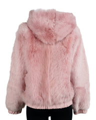 Ladies Pink Toscana Sheepskin Hooded Coat: Glenda
