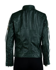 Women's Green Vintage Style Racing Biker Style Leather Jacket: Paoline
