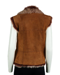 Ladies Dark Tan Toscana Shearling Sheepskin Gilet: Diana