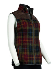 Ladies Red Country Tweed & Buff Lesther Gilet: Catherine
