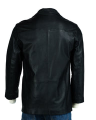 Men's Black Plus Size Classic Two Button Single Breasted Leather Blazer: Marcello