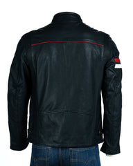 Men's Navy Vintage Racer Biker Style Jacket: Steve
