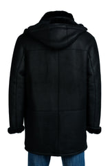 Men's Black Sheepskin Duffle Coat: Patrizio