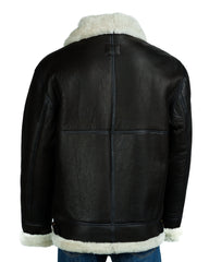 Men's Brown and Cream B3 Style Vertical Zip Sheepskin Aviator Pilot Flight Jacket: Liberaci with Trim(Copy)