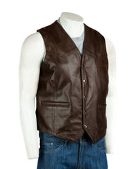 Men's Nevada Brown Full Leather Tailored Waistcoat: Charley