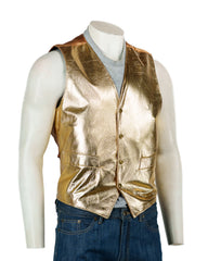 Men's Gold Half Skin Leather Waistcoat: Vito