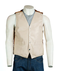 Men's Stone Half Skin Leather Waistcoat: Vito