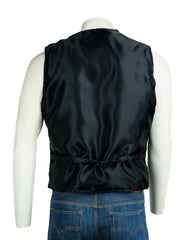 Men's Khaki Green Half Skin Leather Waistcoat: Vito