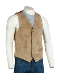 Men's Beige Half Skin Suede Waistcoat: Vito