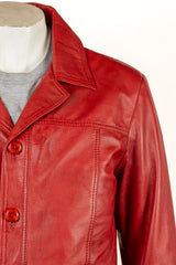 Men's Charm Exclusive Red Leather Reefer Style Jacket: Aaron