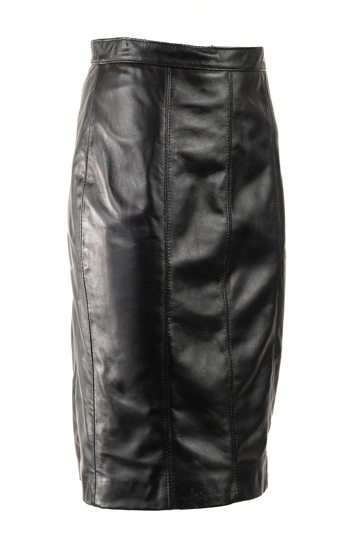 Ladies 25" Black Leather Skirt