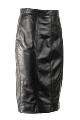 Ladies 25" Black Leather Skirt