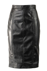 Ladies 25" Black Leather Skirt