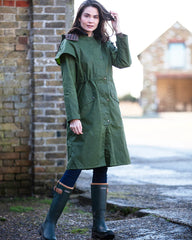 Women's Long Deluxe Wax Cape - EMERALD GREEN