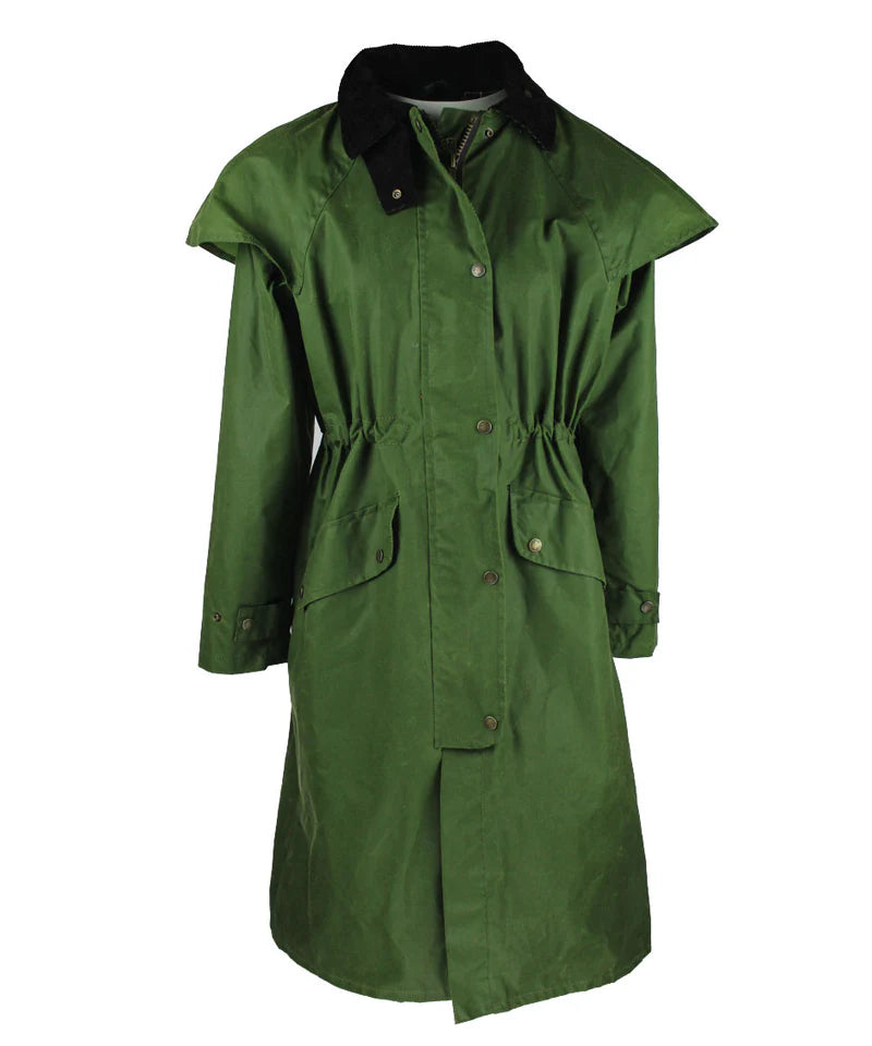 Women's Long Deluxe Wax Cape - EMERALD GREEN