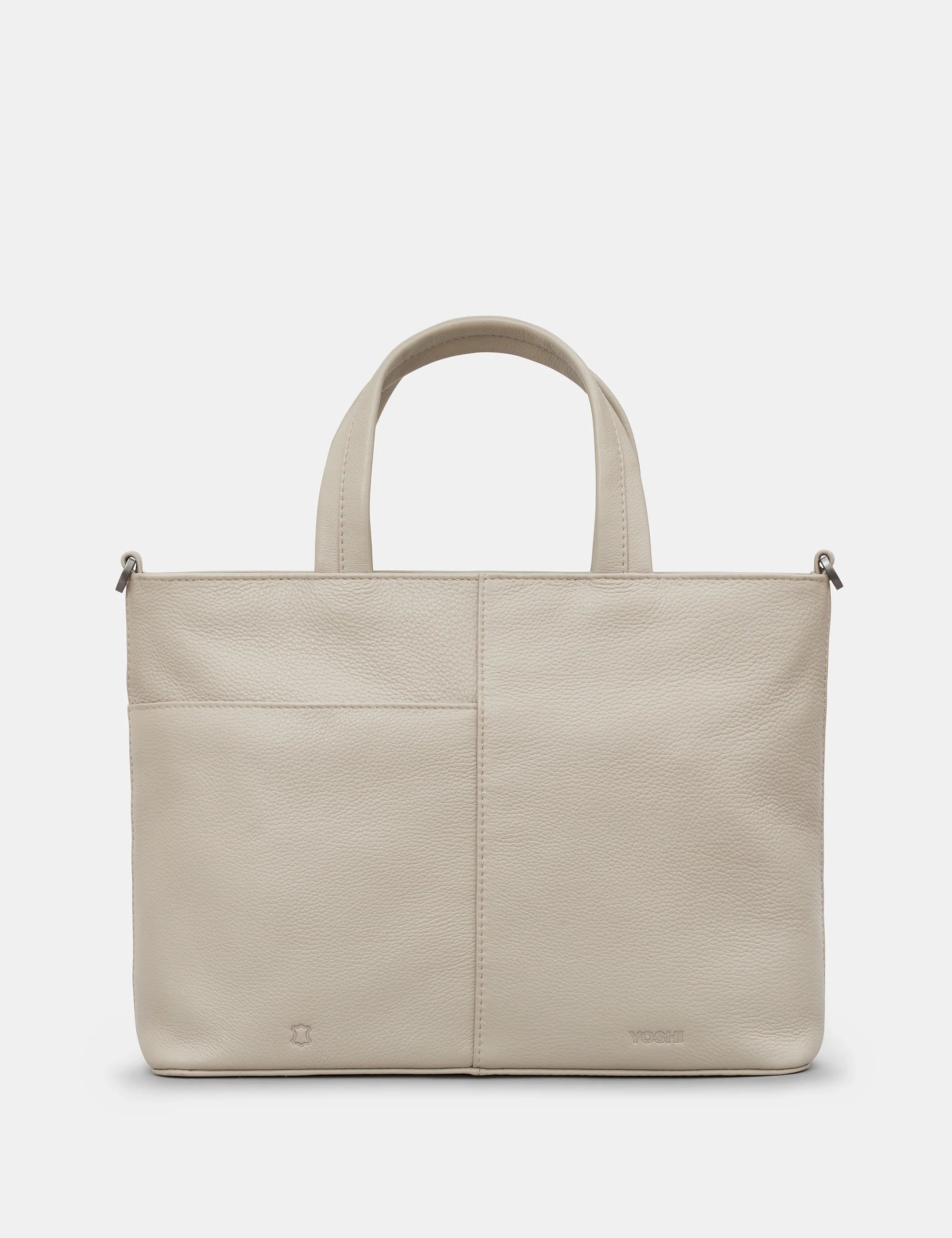 Yoshi - Jane Austen Bookworm Warm Grey Leather Grab Bag with Detachable Shoulder Strap