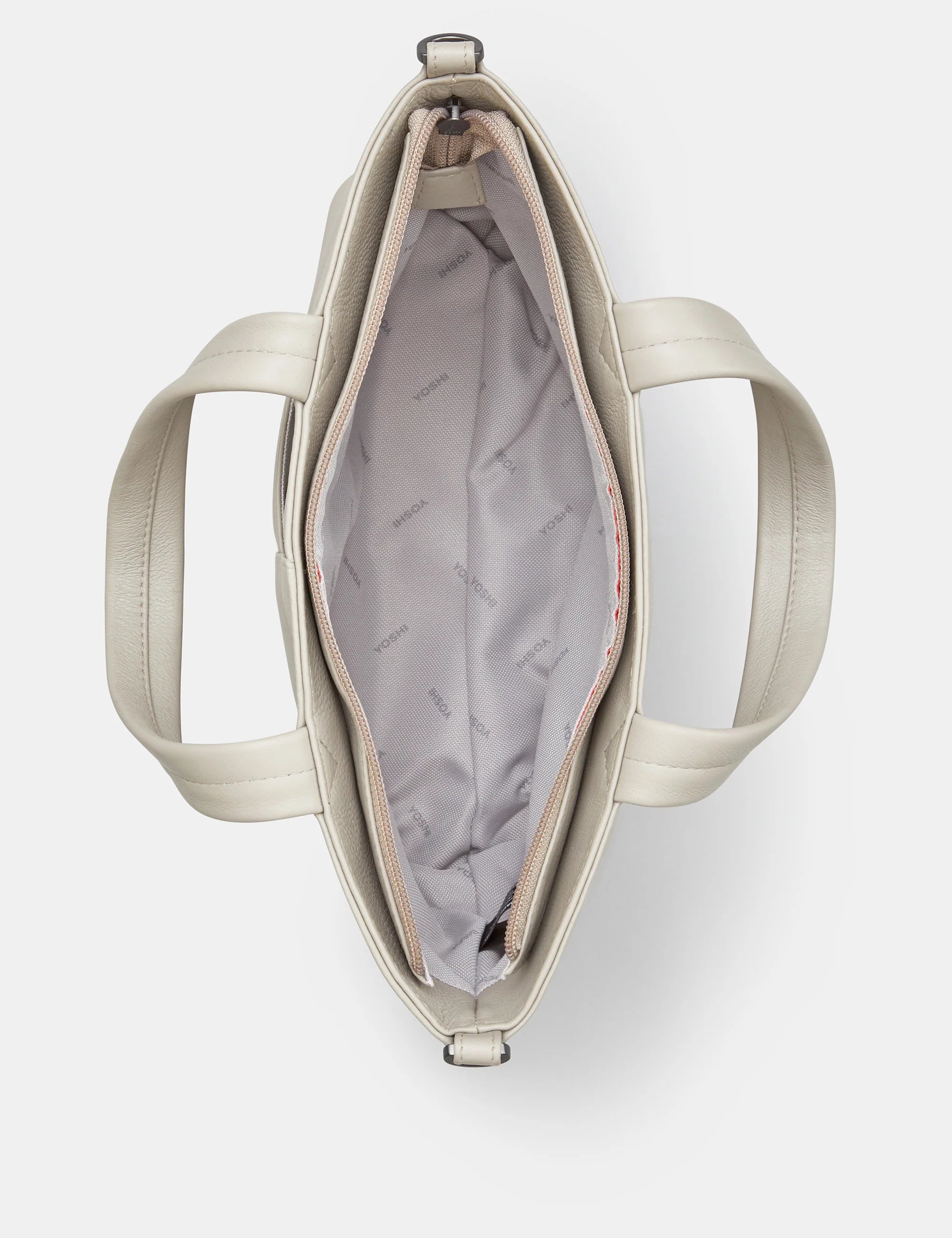 Yoshi - Jane Austen Bookworm Warm Grey Leather Grab Bag with Detachable Shoulder Strap