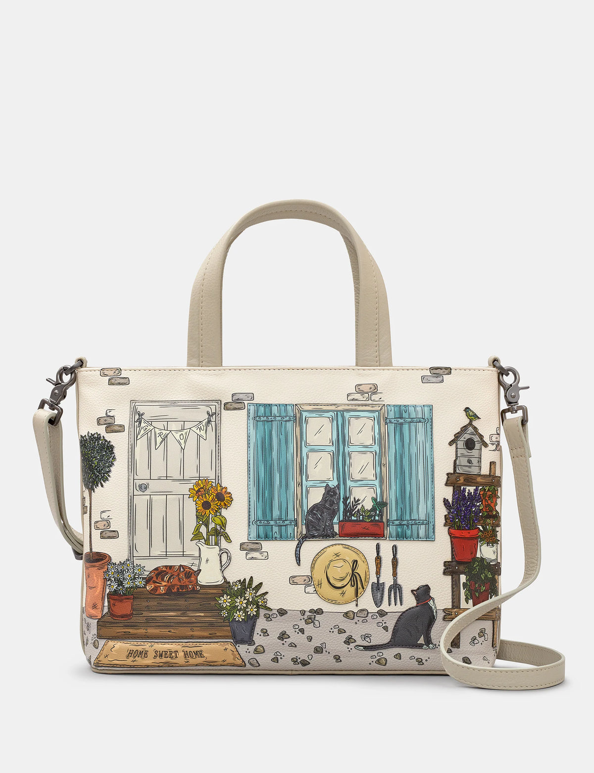 Yoshi - Country Cottage Leather Grab Bag with Detachable Shoulder Strap