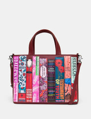 Yoshi - Cherry Red Bookworm Leather Grab Bag with Detachable Shoulder Strap