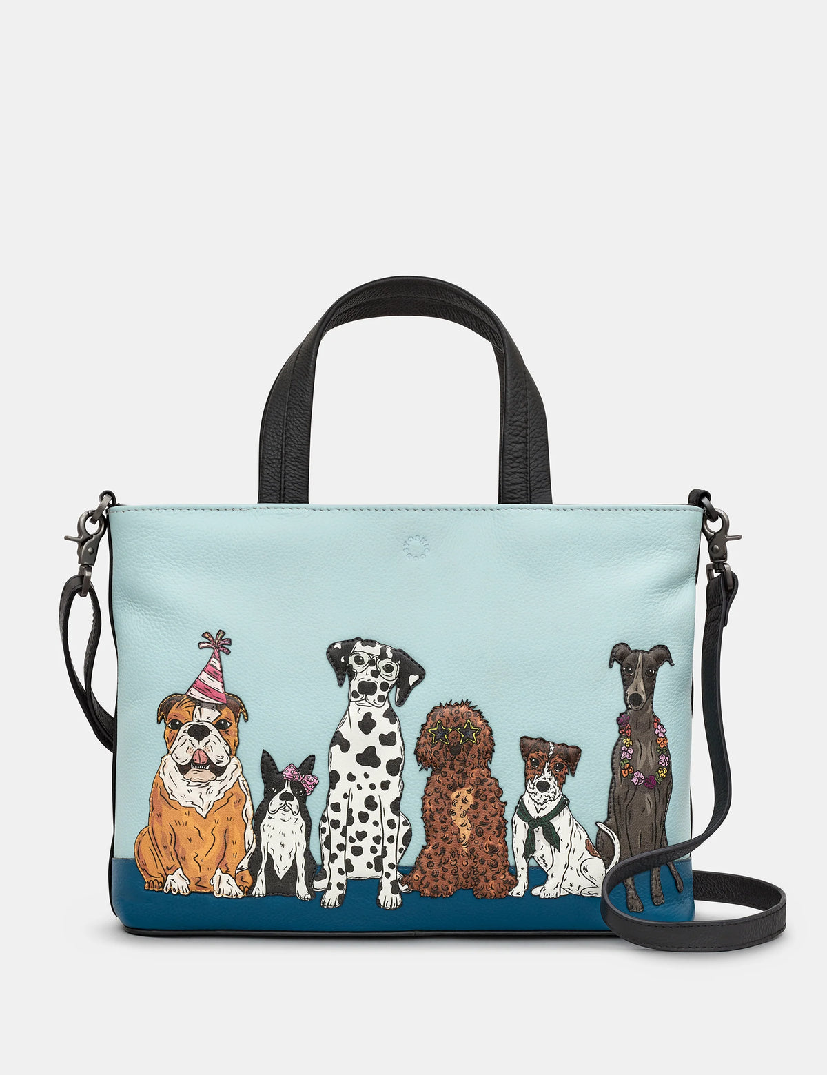 Yoshi - Party Dogs Leather Grab Bag with Detachable Shoulder Strap