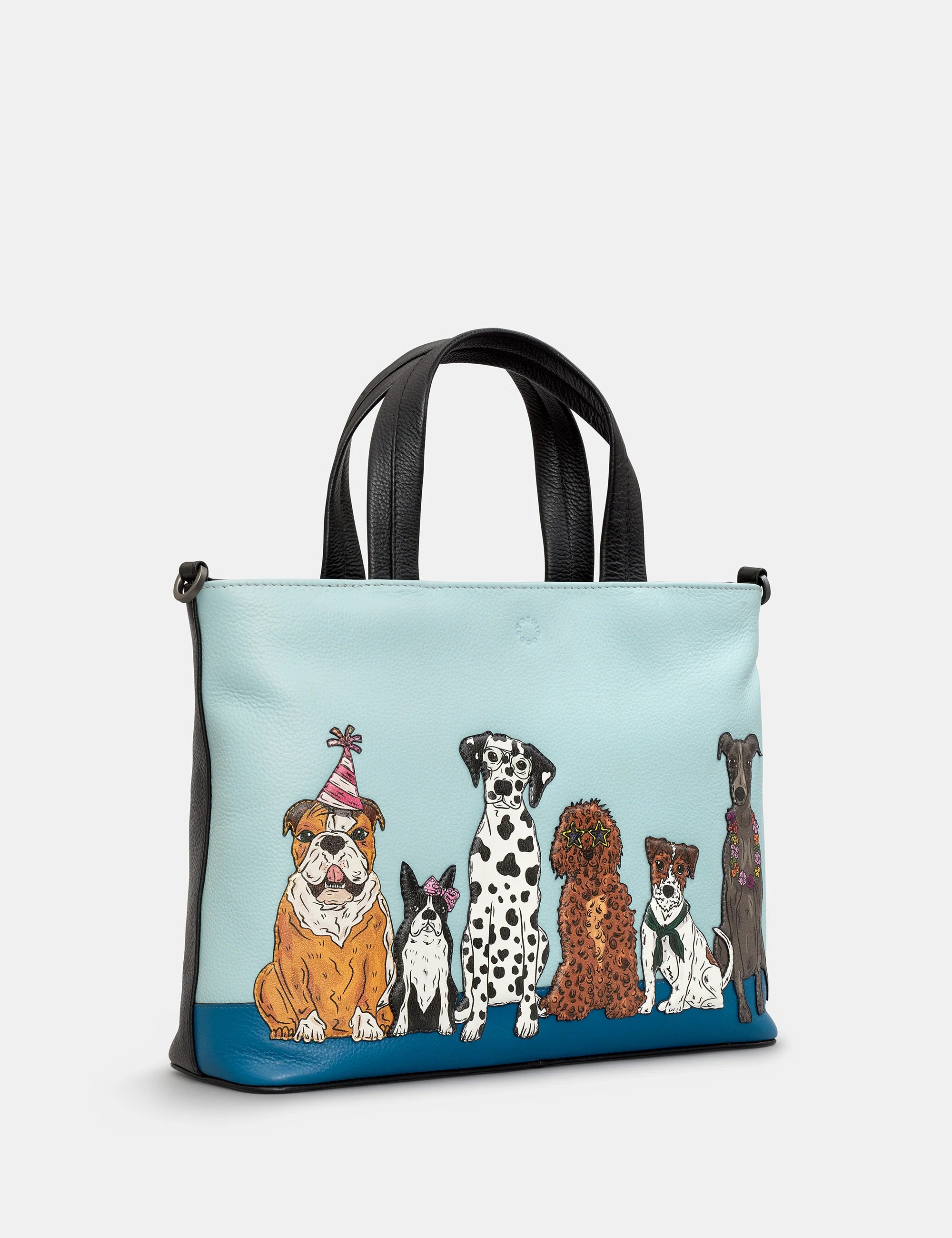 Yoshi - Party Dogs Leather Grab Bag with Detachable Shoulder Strap