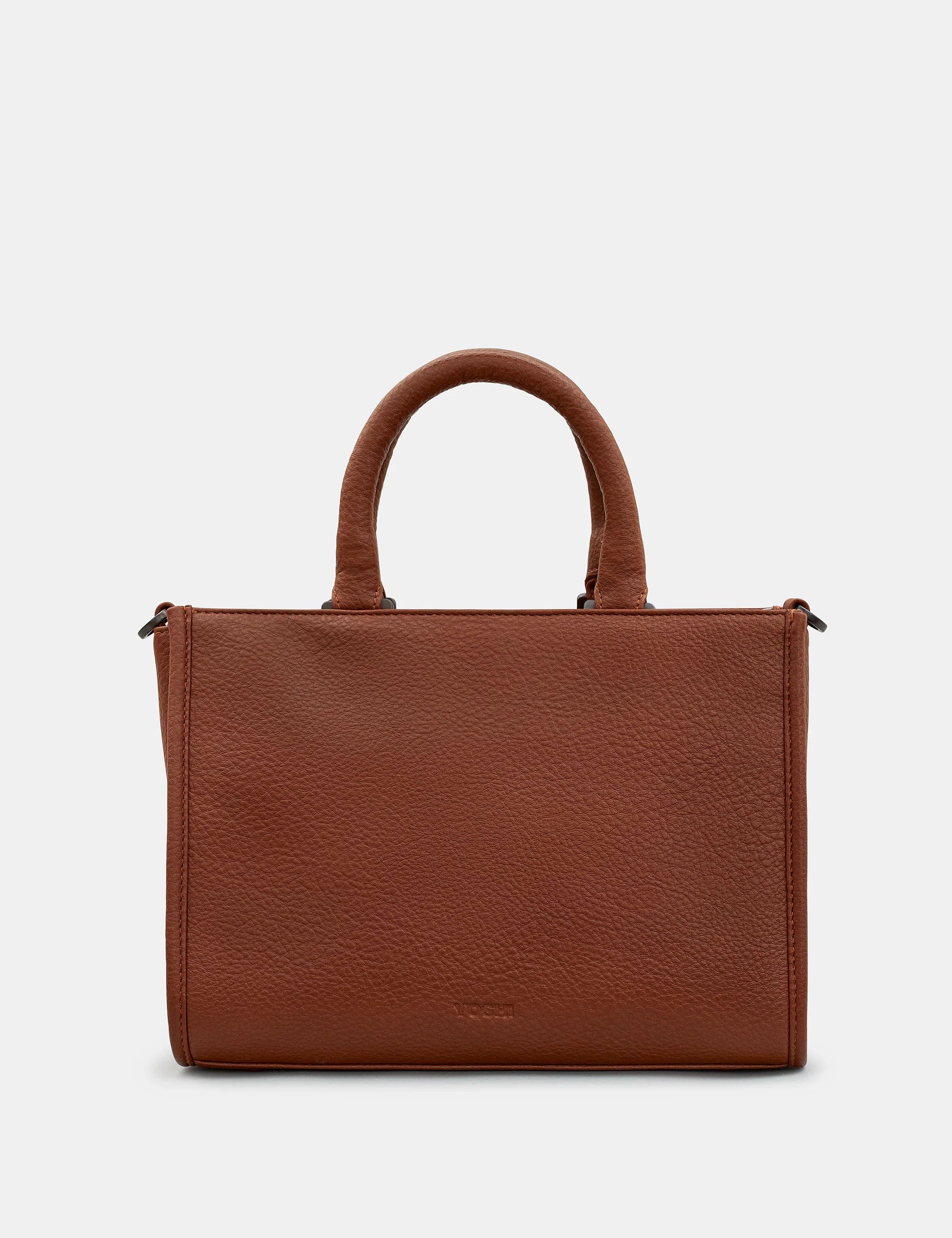 Yoshi - Vegan Leather / Faux Leather Bookworm Library Brown Grab Bag with Detachable Shoulder Strap